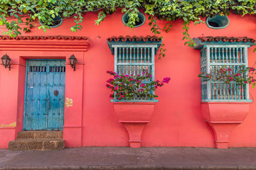 Famous colonial Cartagena Walled City (Cuidad Amurrallada) and its colorful buildings in historic city center, designated a UNESCO World Heritage Site