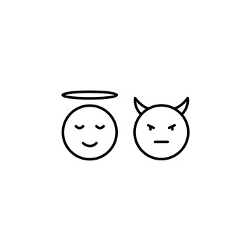 recommend clip art: laughing, smiling angel, demon line icon on white background