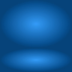 Abstract gradient of blue background. Simulated light on floors and walls.
