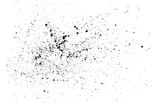 Black paint splatter isolated on white background. Water splash silhouette vector texture overlay.