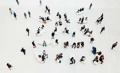 Foto op Canvas Blurred concept with a mass of people doing things. view from above © oneinchpunch