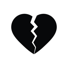 broken heart icon separated symbol black vector 