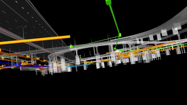 The BIM model of the object of transport infrastructure of wireframe view
