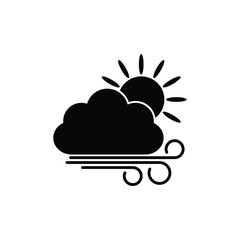 weather icon  - black vector symbol cloud wind sign