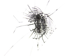 Cracks on broken glass isolated on white background. Illustration for design.