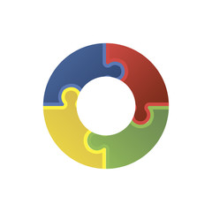 circle made of puzzle pieces, Stock vector illustration