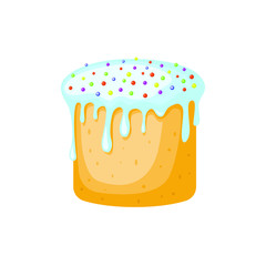 Easter cake isolated on a white background. Element for design of greeting card, invitation. Vector stock illustration.
