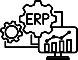 ERP system icon, vector illustration