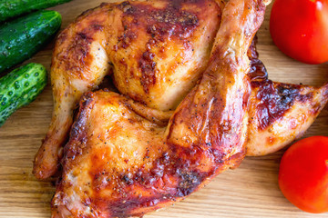 Grilled chicken with fresh vegetables