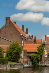 Typical rooftops of the ancient houses in Bruges (Belgium, Europe)