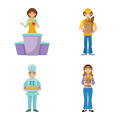 Vector illustration of bakery and natural sign. Set of bakery and utensils stock symbol for web.