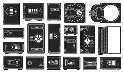 Bank safe vector black set icon. Isolated set black icon secure box.Vector illustration bank safe on white background .
