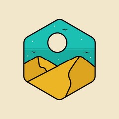 simple logo badge desert design illustration, for t-shirt prints, patches, emblems, posters, badges and labels and other uses