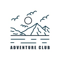 simple logo badge mountain design illustration