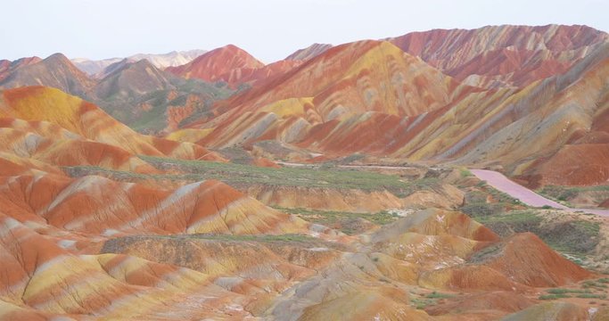Beautiful nature landscape view of Zhangyei Danxia Landform in Gansu China.