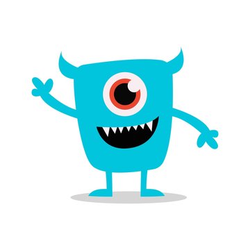 simple cute monster character design illustration