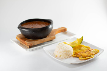 Bean casserole soup with rice, avocado 