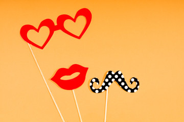 Paper people together in love on a color background