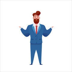 Vector business man in suit standing smiling