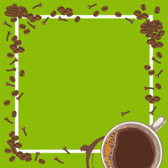 Square Green Menu Template with Coffee