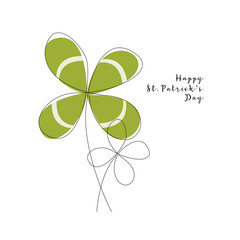 Continuous line clover. Vector line art. Happy Patrick's Day. Perfect for card, invitation, poster, print