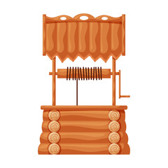 Wooden well vector icon.Cartoon vector icon isolated on white background wooden well .