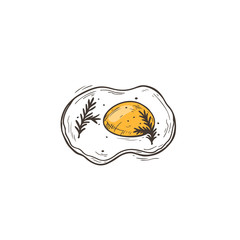 Fried Egg with rosemary. English breakfast. Hand drawn Sketch Food. Vector Illustration