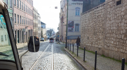 Obraz premium Traveling Lisbon city with the rickshaw