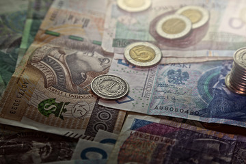 money coins and banknotes - Polish denominations