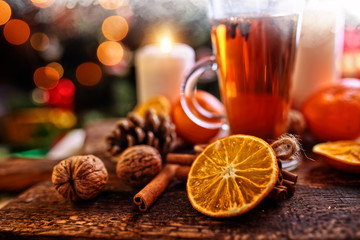 Winter warming tea with cloves and lemon