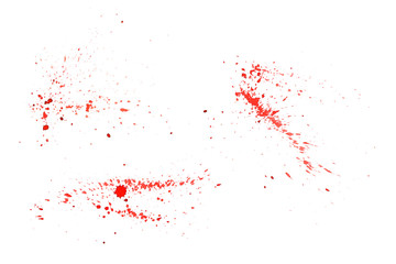 Red watercolor splashes isolated on white background. Color paint splatter