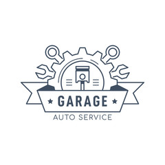 Car service and repair badge design, stock vector