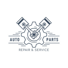 Car service and repair badge design, stock vector