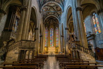 Fototapeta na wymiar Main altar in the Santi Pietro e Donato Cathedral in Arezzo, Tuscant, Italy. 