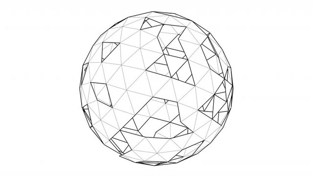 Abstract geometric shape design, rotating sphere, seamless looped 4k animation
