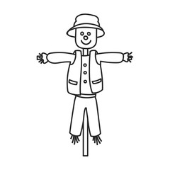 Scarecrow vector icon.Outline vector icon isolated on white background scarecrow.