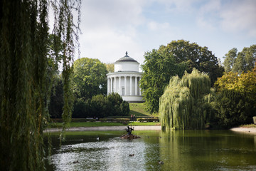Wodozbiór and pond in Ogród Saski, Warsaw, Poland