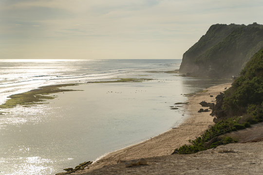 Deserted seasore at beautiful sunrise stock photo