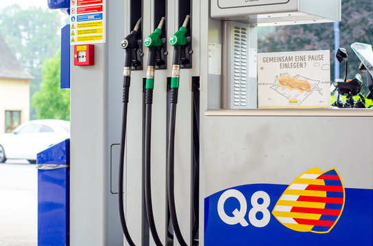 Vianden, Luxembourg - July 27, 2019: Q8 Gas Station. Kuwait Petroleum International, known by our trademark Q8, was established in 1983.