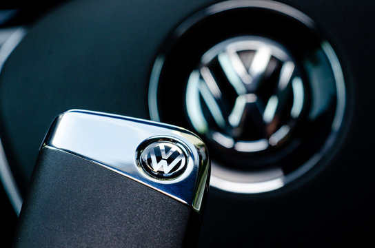 Soest, Germany - August 4, 2019: Passat smart key remote.