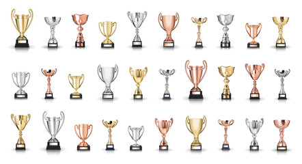 Trophies collection isolated on white background