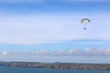 Paraglider above Newgale Beach, St Brides Bay, Wales