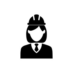 Construction woman worker icon isolated on white background