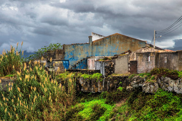 Old houses in the small village on Sao Miguel island, Portugal