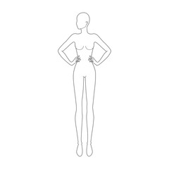 Fashion template 9 head for technical drawing. 