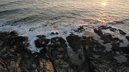 Sunset rocks in punta del Este, pictures taken with a drone