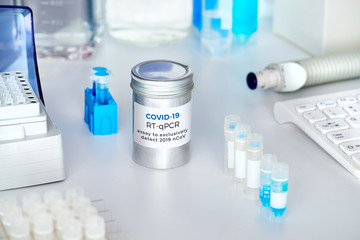 Kit to test for novel COVID-19 coronavirus in medical samples. RT-PCR kit is used to make DNA fragment complementary to RNA of viral Covid19 spike gene. This allows accurate decection of 2019-nCov.