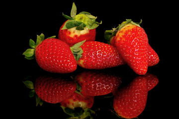 Strawberies on black background