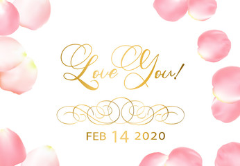 Valentines Day holiday pattern design. Heart shape with text. Vector illustration.