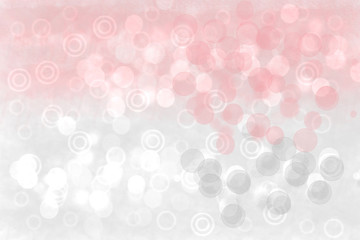 Abstract festive light pink gradient gray silver bokeh background texture with colorful circles and bokeh lights. Beautiful backdrop with space.